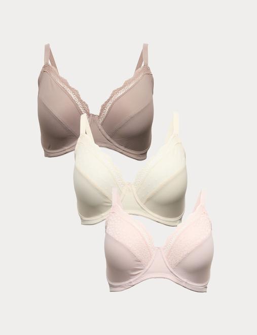 3pk Wired Full Cup Minimiser Bras C-H
