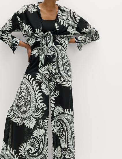 Printed Tie Front Beach Shirt