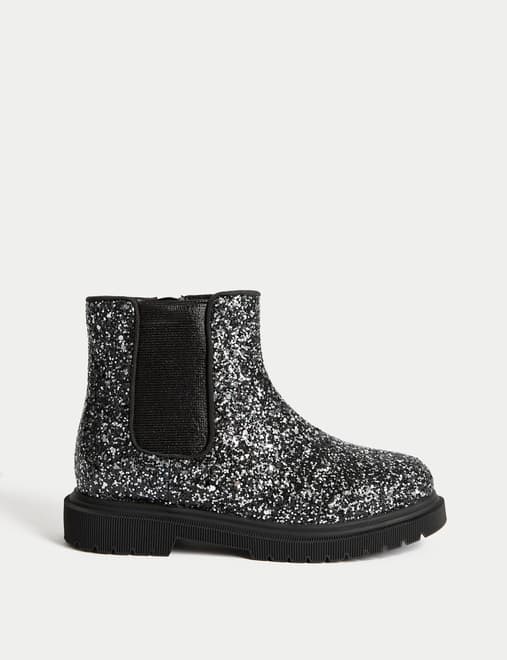 Kids' Glitter Chelsea Boots (4 Small - 2 Large)