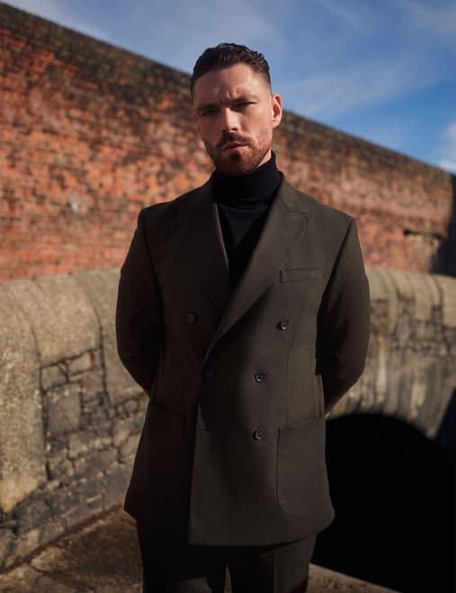 Tailored Fit Italian Wool Blend Performance Suit Jacket