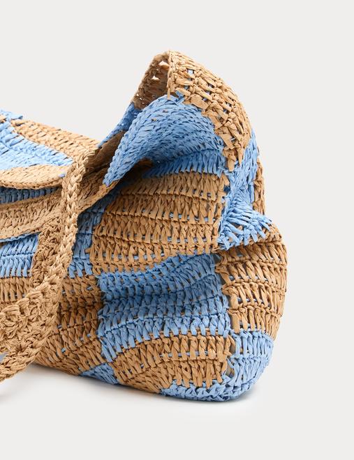 Straw Checkerboard Tote Bag