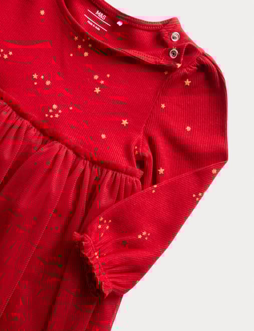 Cotton Rich Christmas Dress (0-3 Yrs)