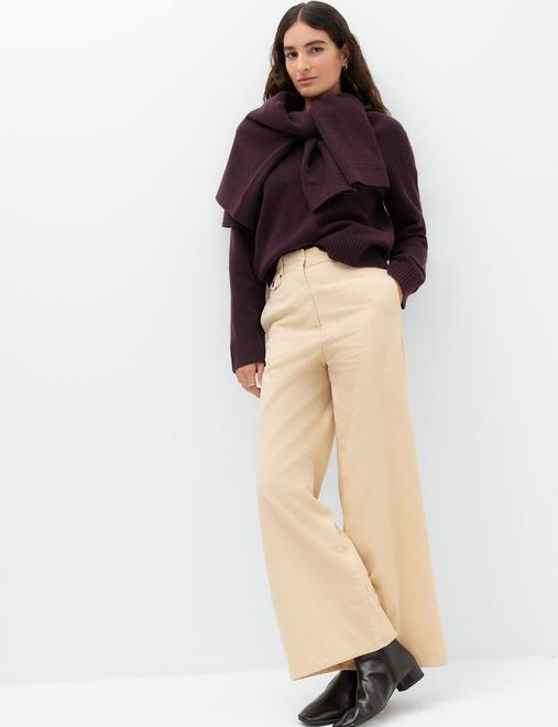 Pure Cotton Cord Wide Leg Trousers