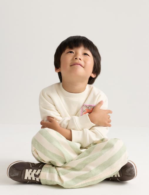 Cotton Rich Striped Trousers with Linen (2-8 Yrs)