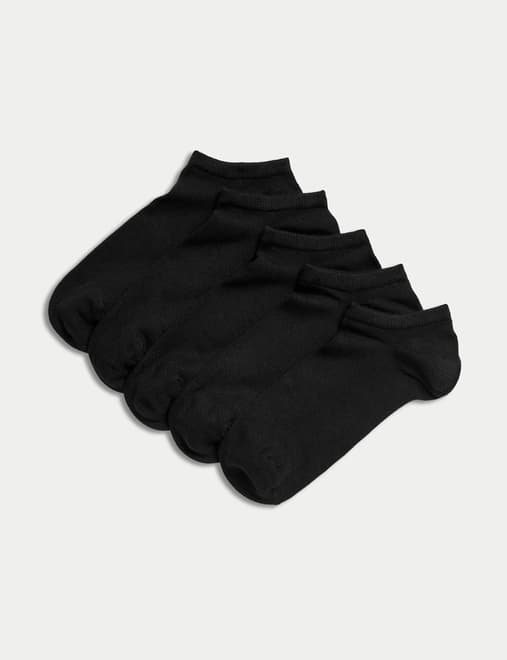 M&S Womens 5pk Sumptuously Soft™ Ankle Socks - 3-5 - Black Mix, Black Mix, £10.00