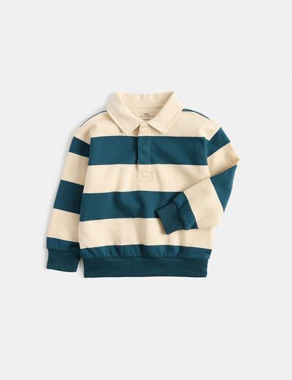 Pure Cotton Striped Rugby Sweatshirt ( 2-8 Yrs)