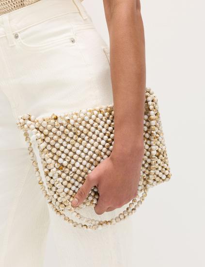 Openwork Beaded Shoulder Bag