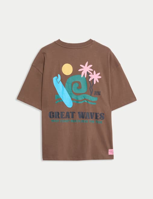 Pure Cotton Wave Graphic T-Shirt (2-16 Yrs)
