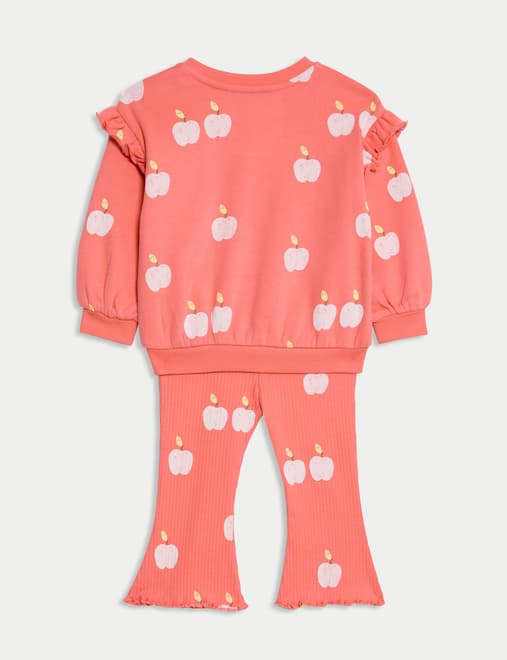 2pc Cotton Rich Apple Print Top & Bottom Outfit (0-3 Yrs)