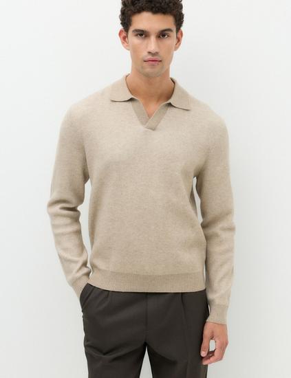 Air Yarn Plaited Open Neck Jumper