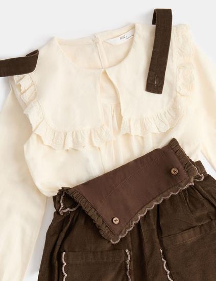 2 Piece Embroidered Dungaree Outfit (1-8 Yrs)