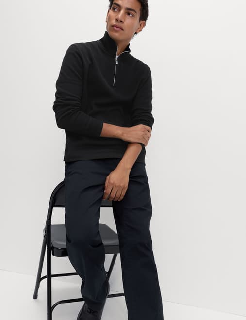 Cotton Rich Double Knit Half Zip Sweatshirt