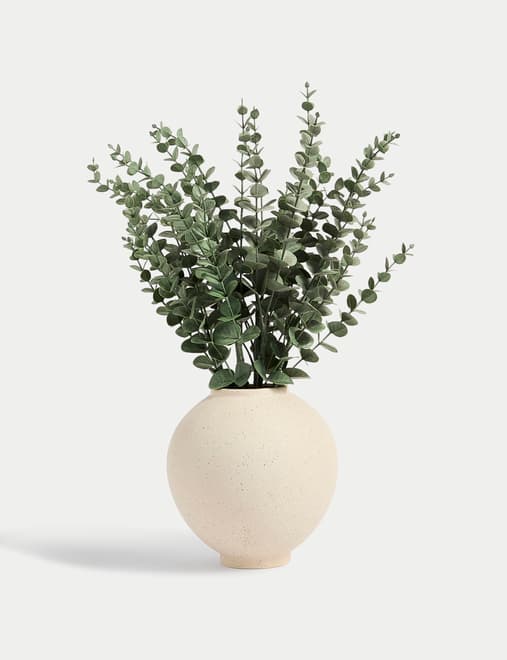Artificial Eucalyptus in Concrete Pot