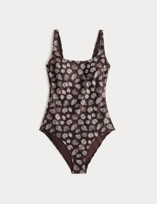 Printed Scoop Neck Swimsuit