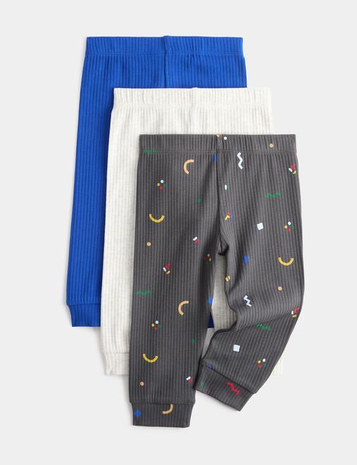 3 Pack Cotton Rich Abstract Ribbed Leggings (0 Mths-4 Yrs)