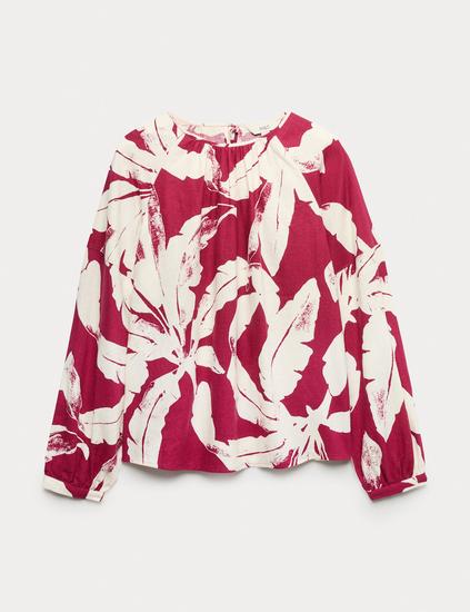 Linen Rich Printed Blouse