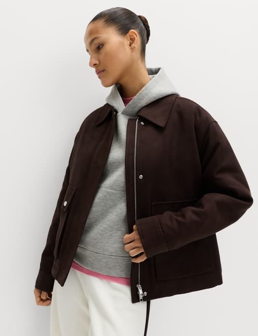 Suedette Trucker Jacket
