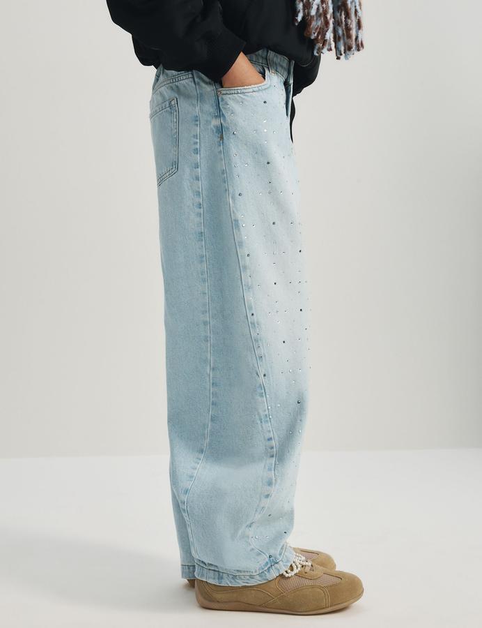 Denim Diamante Baggy Barrel Jeans (6-16 Yrs)
