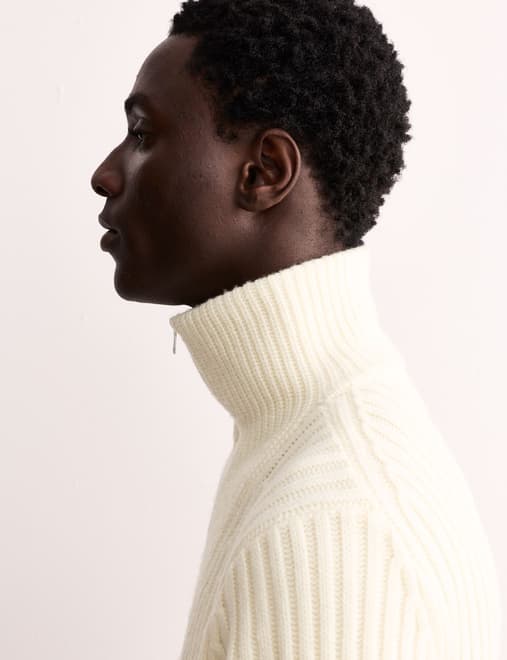 Pure Lambswool Half Zip Bib Jumper