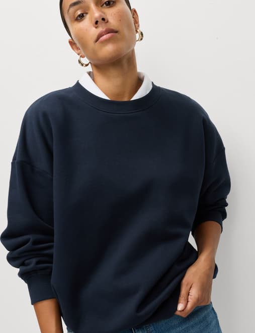 Cotton Rich Crew Neck Relaxed Sweatshirt