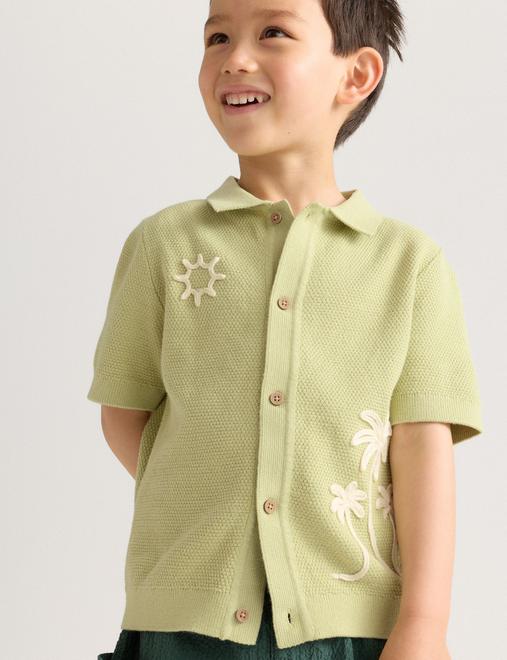 Pure Cotton Knitted Embroidered Polo Shirt (2-8 Yrs)
