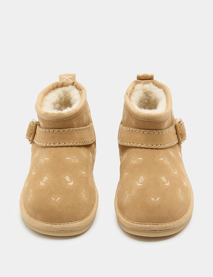 Embroidered Faux Fur Lined Suede Boots (4 Small - 2 Large)