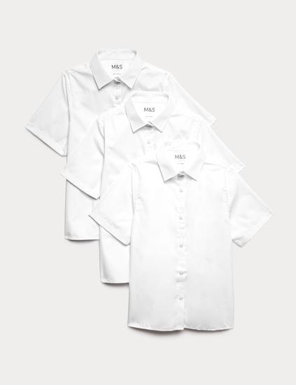 3 Pack Girls' Easy Dressing Easy Iron School Shirts (3-18 Yrs)