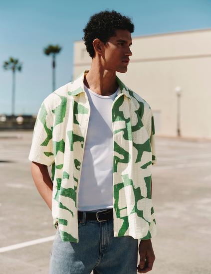 Relaxed Fit Cotton Rich Abstract Print Shirt