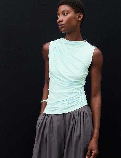 Jersey Draped Vest Top with Silk