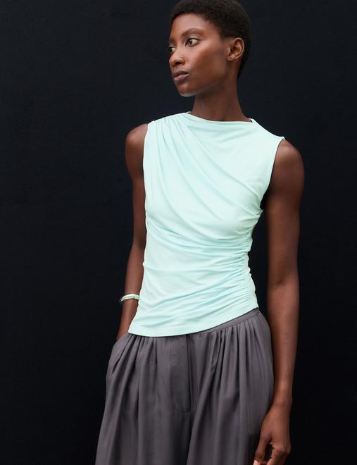 Jersey Draped Vest Top with Silk