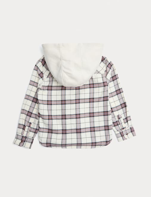 Pure Cotton Checked Hooded Shirt (2-8 Yrs)