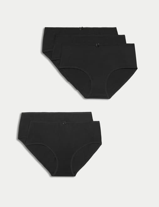 5pk Cotton Lycra® & Lace Full Briefs