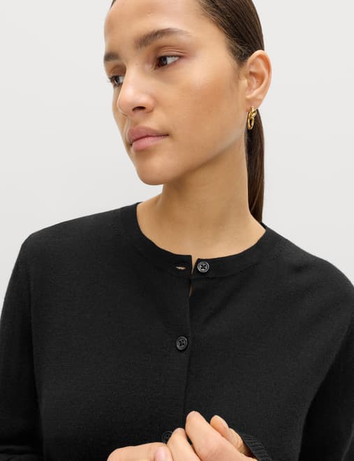 Pure Merino Wool Crew Neck Cardigan