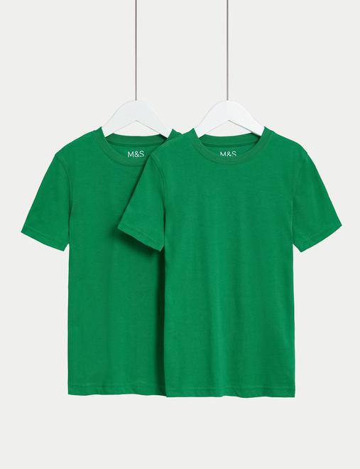 2 Pack Unisex Pure Cotton School T-Shirts (2-16 Yrs)