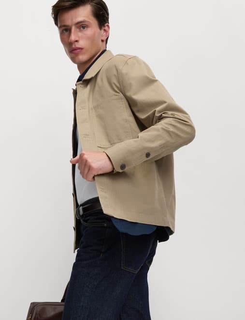Pure Cotton Herringbone Overshirt​
