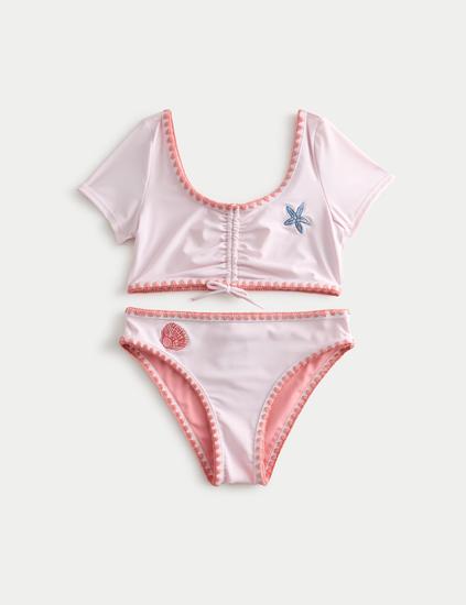 2 Piece Shell Patch Cap Sleeve Bikini (6-16 Yrs)