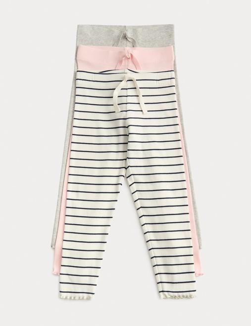 3 Pack Cotton Rich Striped Leggings (2-8 Yrs)