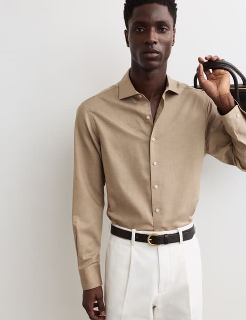 Regular Fit Luxury Pure Cotton Textured Shirt