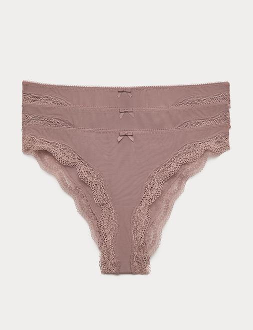 3 Pack Jasmine Mesh Brazilian Knickers
