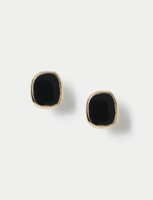 Black Enamel Stud Earrings