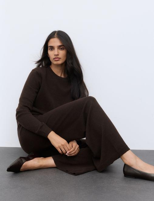 Pure Cashmere Wide Leg Trousers