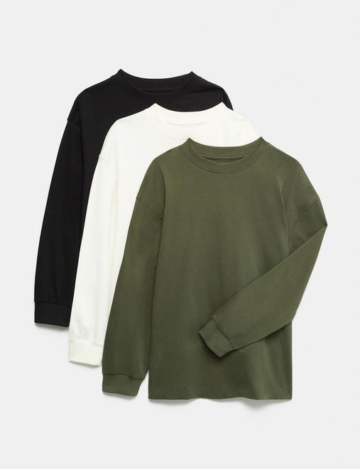 3 Pack Cotton Rich Plain Tops (6-16 Yrs)