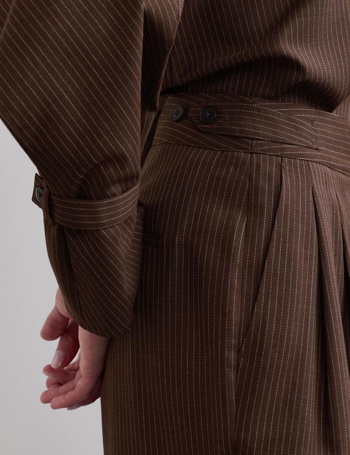 Wool Rich Pinstripe Tapered Trousers