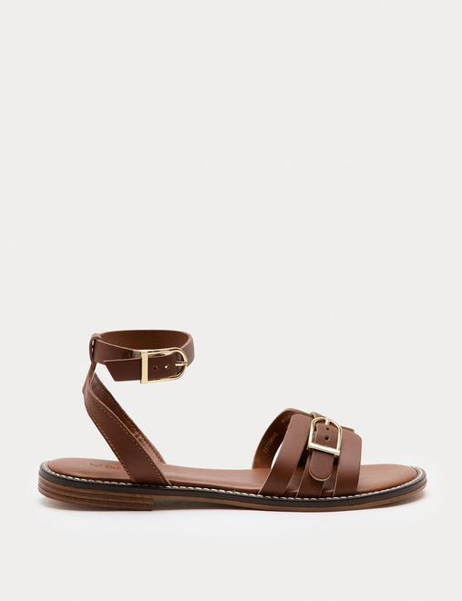 Leather Buckle Ankle Strap Sandals
