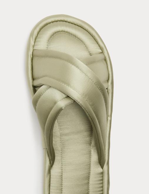 Satin Cross Strap Mule Slipper