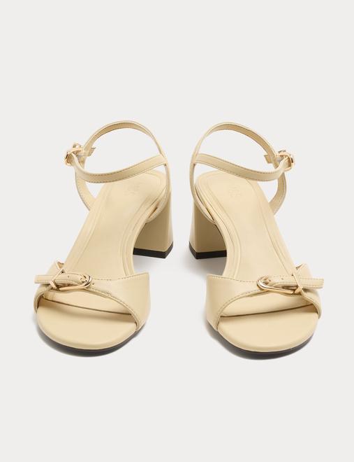 Buckle Ankle Strap Block Heel Sandals
