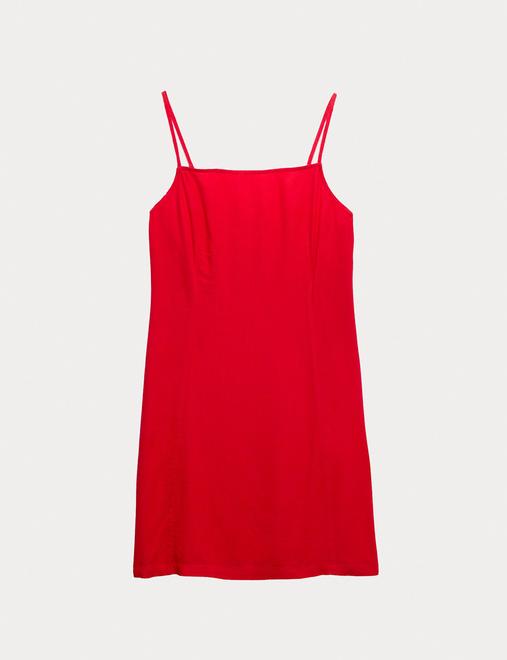 Square Neck Mini Shift Dress with Linen
