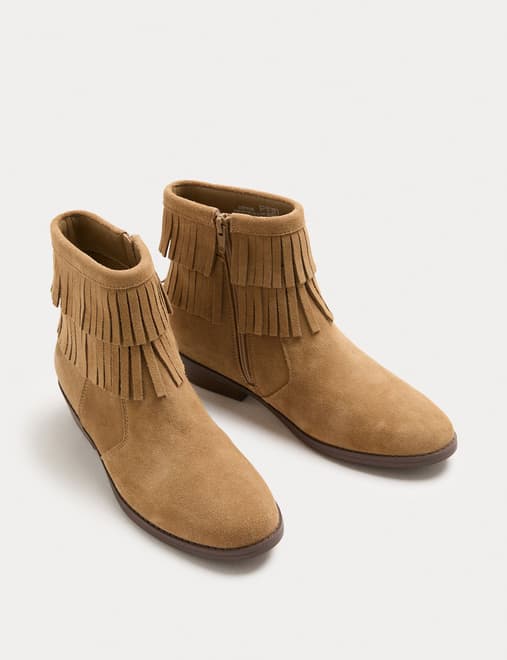 Kids' Leather Western Ankle Boots (4 Small - 6 Large)