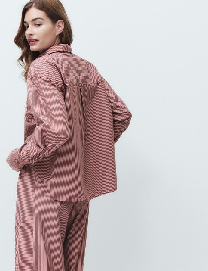 Pure Cotton Poplin Striped Pyjama Shirt