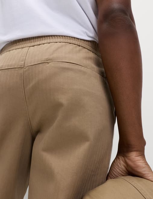 Pure Cotton Herringbone Trousers